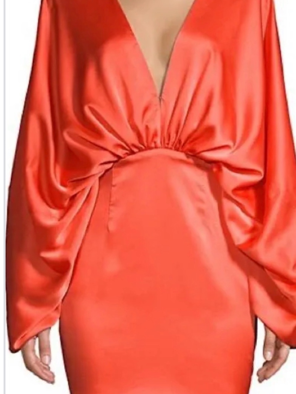 Silky V-Neck Coral Satin Slip Dress MINI